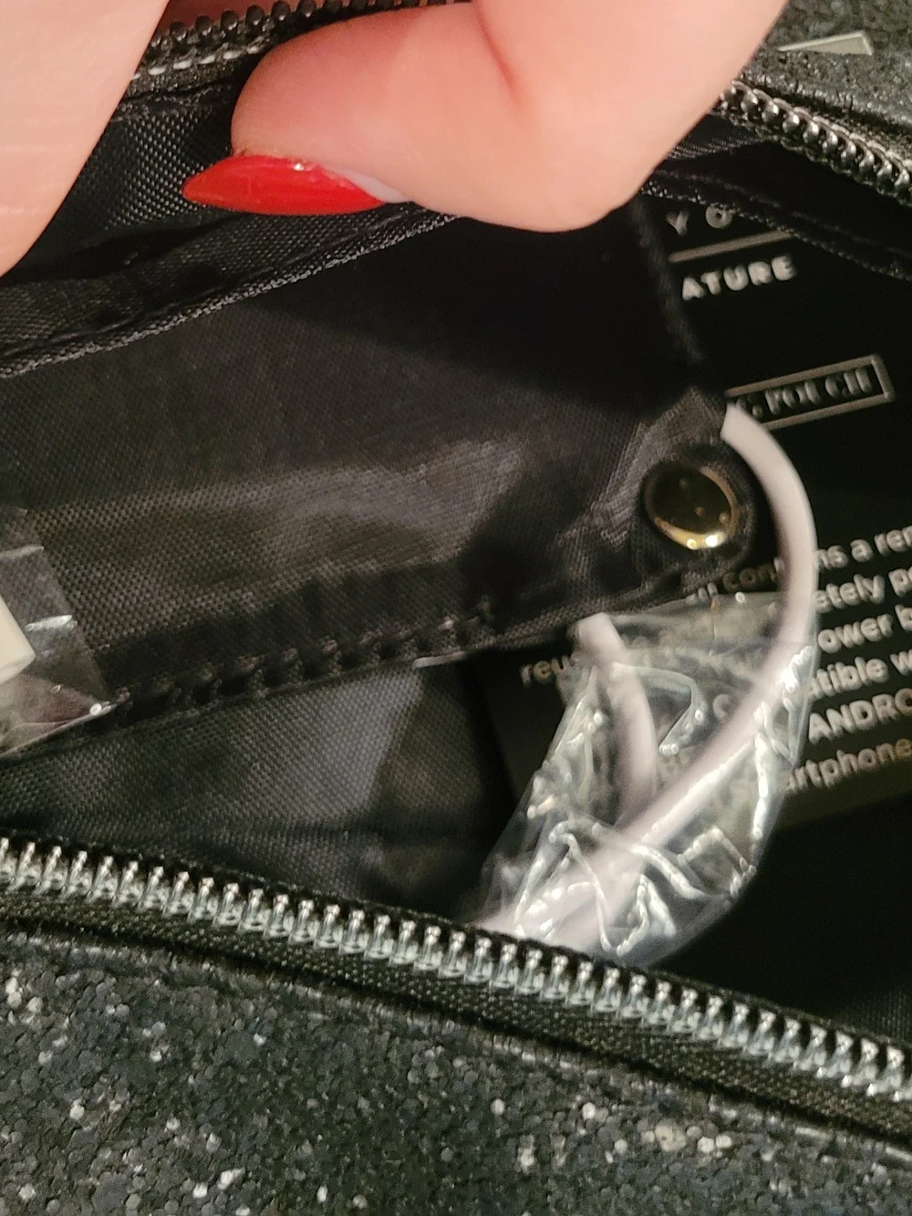 Jones New York Black Glitter Crossbody Wristlet
